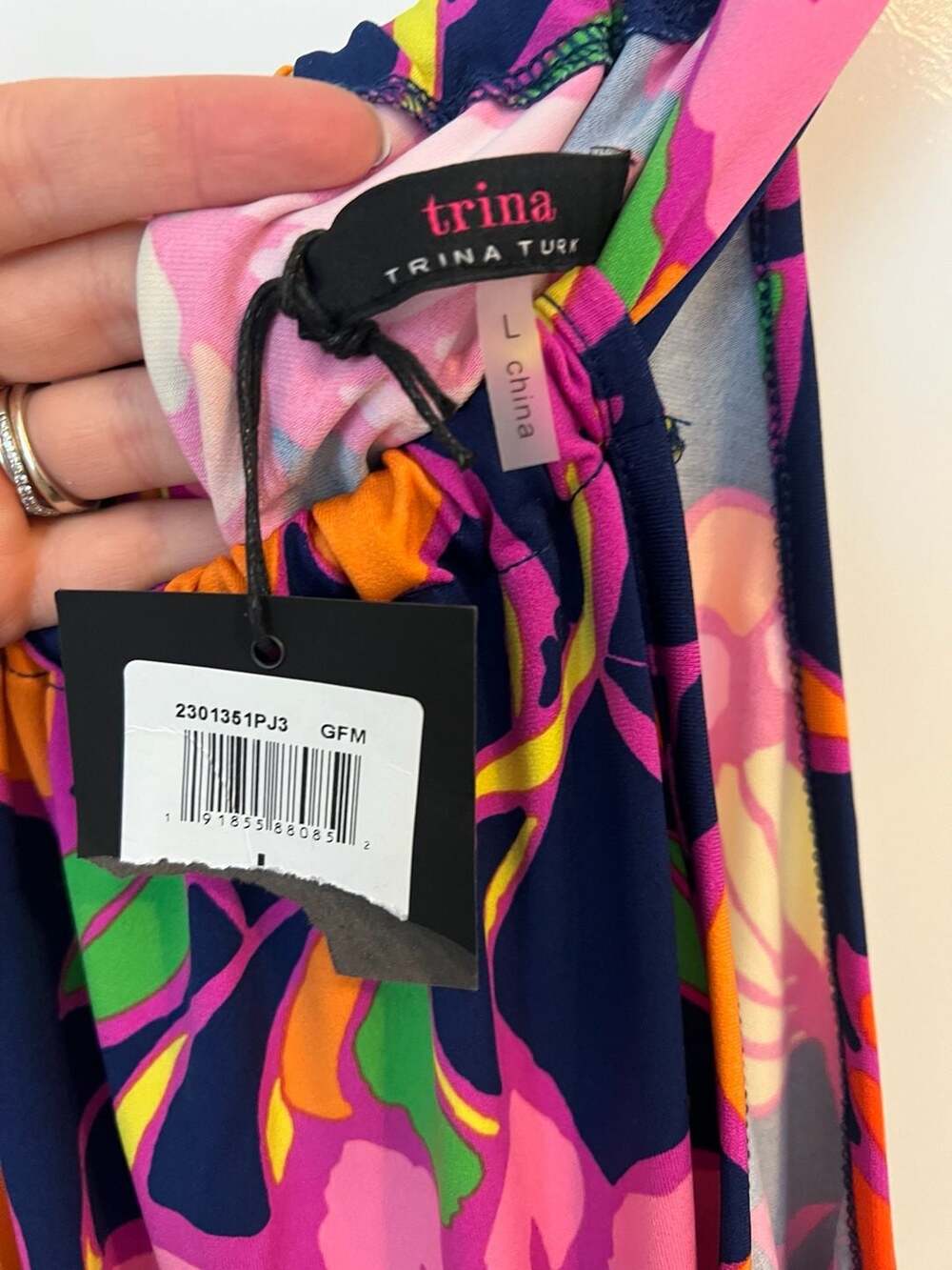 Trina Turk Tropical Floral Halter Dress Large - NWT - Picture 7 of 7